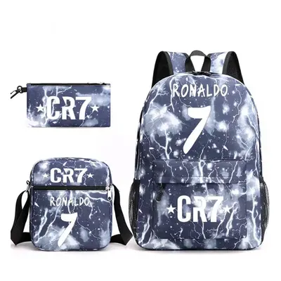 (20) 3pcs Football CR7 Backpack 3D Printe Teens Shoulder Bags