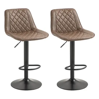 HOMCOM Bar Stools Set of 2, Adjustable Bar Chairs Swivel for Kitchen Brown