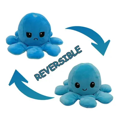 (Light Blue + Blue) Double-Sided Flip Reversible Octopus Plush Toy