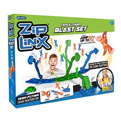 | ZipLinx - Triple Tower Blast Set: high-flying chain-reaction fun! | Jumping Domino Action | Do