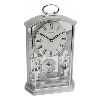 Rhythm Silver Footmen Pendulum Carriage Clock