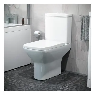 Sory Rimless Close Coupled WC Toilet Pan, Cistern and Slim Soft Close Seat