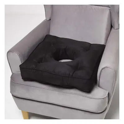 (Black) HOMESCAPES Faux Suede Coccyx Cushion