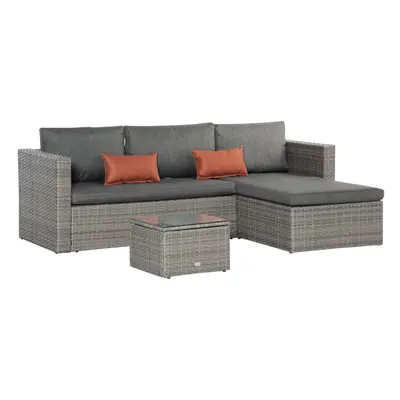 Outsunny PCS Outdoor PE Rattan Chaise Lounge Furniture Sofa Set w/ Cushions