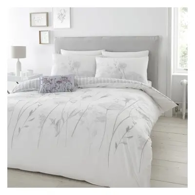 Meadowsweet Floral Duvet Cover White/Grey Super King