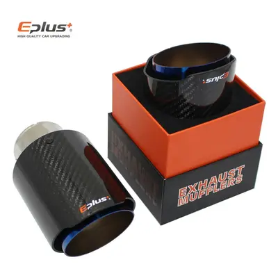 (67mm-101mm) EPLUS Car Glossy Carbon Fiber Muffler Tip Exhaust System Pipe Mufflers Nozzle Unive