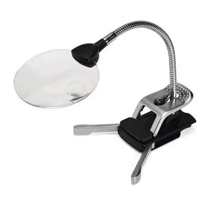 New 2.5X 8X Desk Reading Lamp Clamp Folding LED Lighted Magnifier Loupe Desktop Magnifying Glass