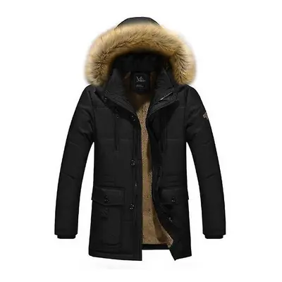 (Mens Winter Warm Jacket Coat Windproof Puffer Padded Jacket With Hood) Mens Winter Warm Jacket 