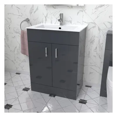 Nes Home Nanuya mm Anthracite Ultra Slim Basin Vanity Unit