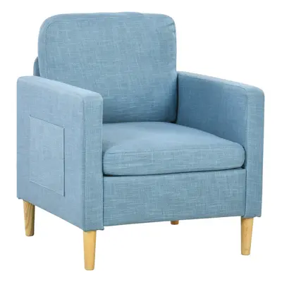 HOMCOM Modern Armchair Upholstered Accent Chair for Bedroom Home Office Blue