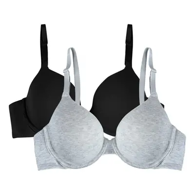 Fruit of the Loom Women's 2-Pack T-Shirt Bra Black/Heather Grey 36B