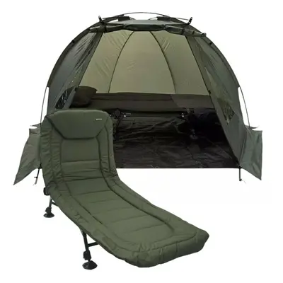 New Carp Fishing Bedchair + Green Bivvy System Carp Fishing Set Up NGT Bedchair