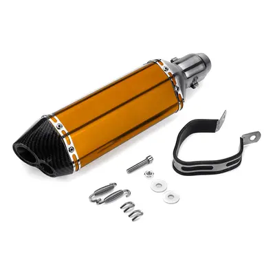 (Gold) 38-51mm Motorcycle Exhaust Carbon Stainless Muffler Pipe Double Air Outlet ATV