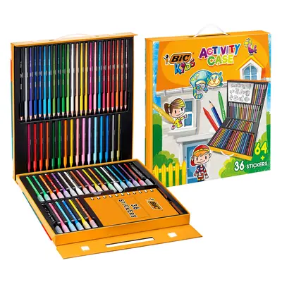 BIC Kids Stationery Activity Set and Carry Case, Colouring Items (Colouring Pencils, Felt Pens a