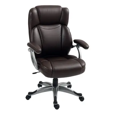 HOMCOM Tilting Executive Office Chair, PU Leather Desk Chair, Brown