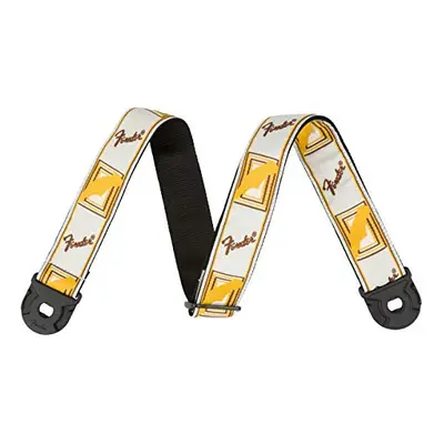 Fender Quick Grip Locking End Strap Polyester Guitar Strap with Strap Securing System White/Yell