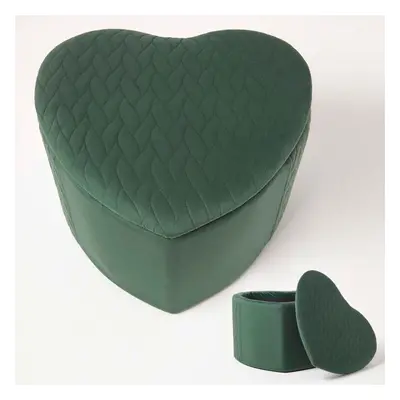 (Emerald) Arundel Heart-Shaped Velvet Footstool with Storage