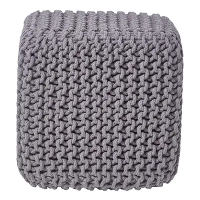 (Grey) Knitted Cotton Cube Footstool x x cm