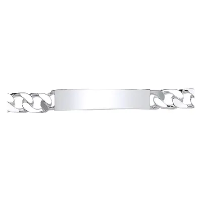 Jewelco London Ladies Sterling Silver Flat Curb ID Identity Bracelet 8mm inch - GVB357