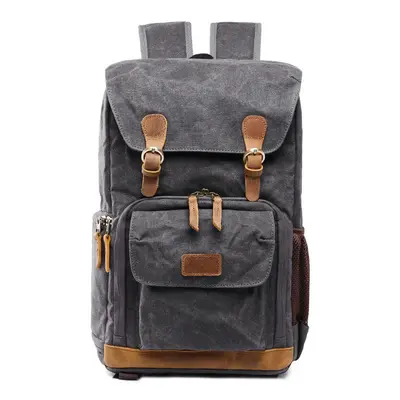 (dark grey) Waterproof Camera Bag Backpack Large Capacity Photo Bag Batik Canvas Camera Lens Cas