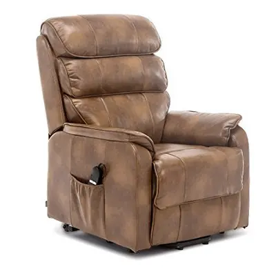 (Tan) Buckingham Electric Rise Recliner Armchair Lounge Leather Air Riser Chair