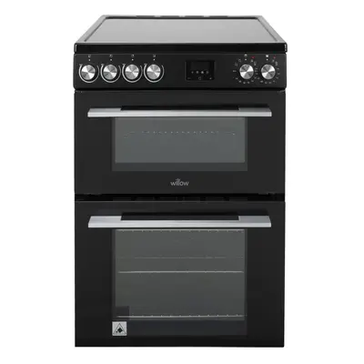 Willow 62L Black Electric 50cm Single Cavity Cooker, Solid Zone Hob