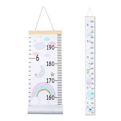 Kids Height Chart 200X20CM Wall Hanging Growth Chart Removable Canvas and Wood Measuring Ruler f