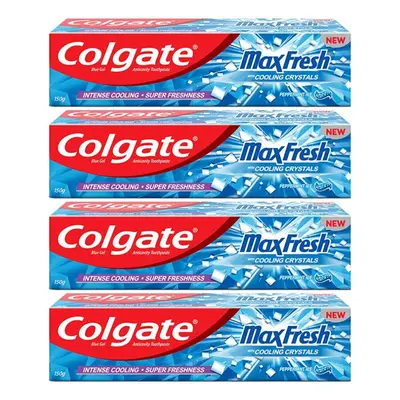 Colgate MaxFresh Breath Freshner Toothpaste, 600g (150g x 4), Peppermint Ice, Blue Gel Paste wit