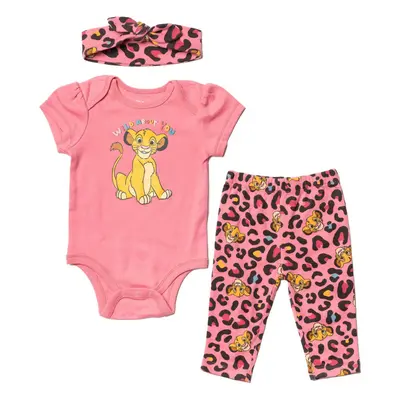 Disney Lion King Simba Newborn Baby Girls Bodysuit Pants and Headband