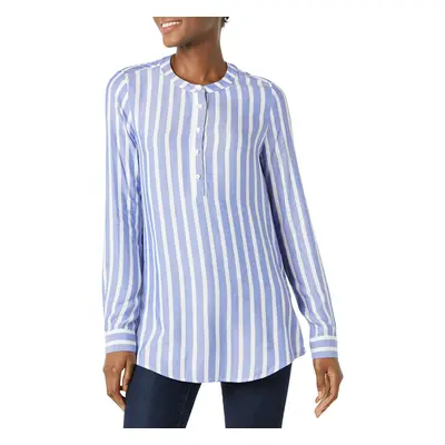 Womens Long-Sleeve Woven Blouse, Blue Stripe, Medium