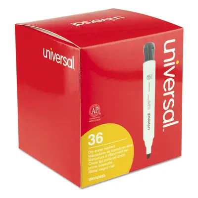 Universal UNV43655 Broad Chisel Tip Dry Erase Marker Value Pack - Black (36/Pack)