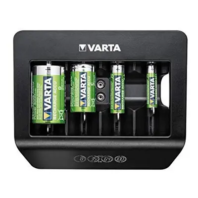 VARTA Universal Charger+ for AA/AAA/9V and USB devices, single bay charge, detection of defectiv