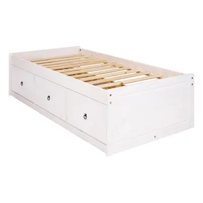 White Corona Cabin Bed Single 3ft Solid Wood Childrens Drawer Storage Bed