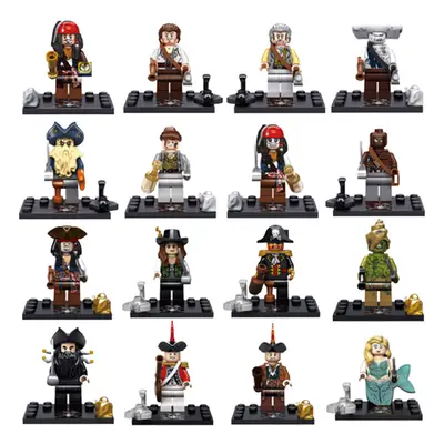 (16Pcs) 8Pcs Pirates Of The Caribbean Action Figure Model Building Blocks Toys Gift