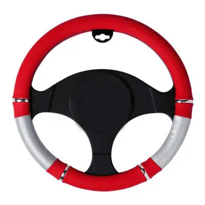 Universal PVC Leather Car Auto Truck Steering Wheel Covers CM Red Silver