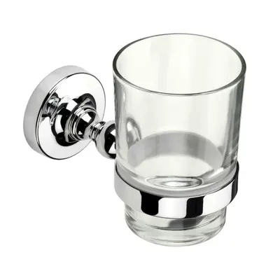 Croydex Worcester Bathroom Toothbrush Holder Traditional Glass Tumbler Chrome