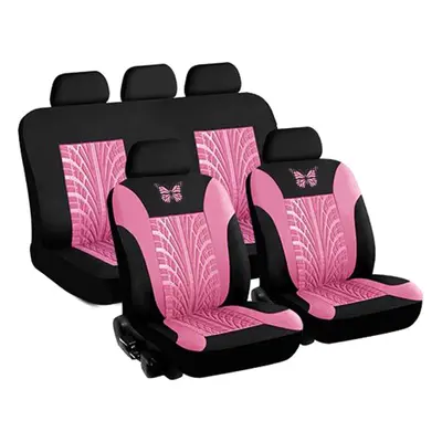 (Pink - Pcs) Universal Car Seat Covers Protector Cushion Front Rear 3D Butterfly Pattern