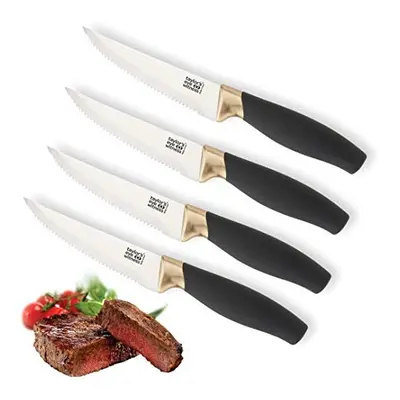 Brooklyn Brass Serrated Steak Knife Set PCE Scalloped Edge Hollow Ground Polished Mat Stainless 