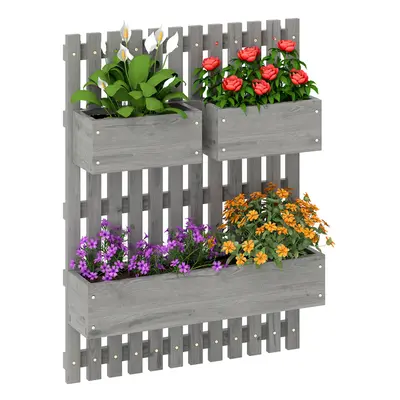 Outsunny Wooden Garden Planters with Trellis Wall-mounted Raised Garden Bed