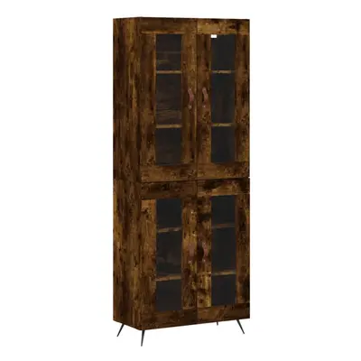 (smoked oak, glass doors) vidaXL Highboard Sideboard Tall Storage Cabinet Side Cabinet Engineere