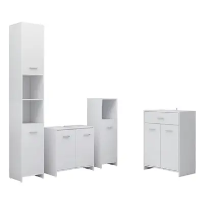 (white) vidaXL Bathroom Furniture Set Piece Storage Cabinet Cupboard Multi Colours