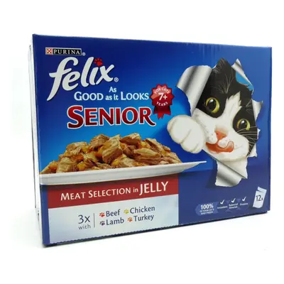 Felix Pouch Agail Senior Gij Meat Multipack Mvp 12x100g (Pack of 4)