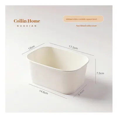 (1000ml white square box (single shot)) Cowhide Paper Bowls Of One -Time Lunch Box, Rectangular 