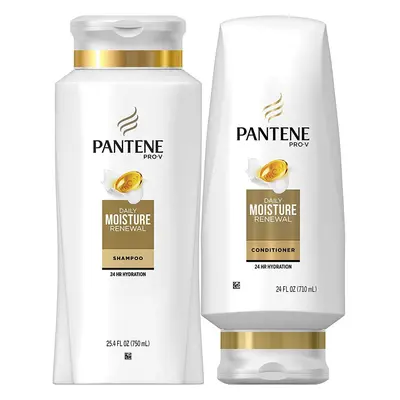 Pantene Moisturizing Shampoo 25.4 OZ and Silicon-Free Conditioner OZ for Dry Hair Daily Moisture