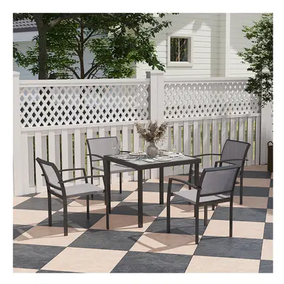 Outsunny Piece Garden Furniture Set with Stackable Armchairs, Grey