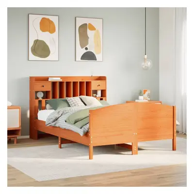 vidaXL Bookcase Bed without Mattress Bed Wax Brown 160x200cm Solid Wood Pine