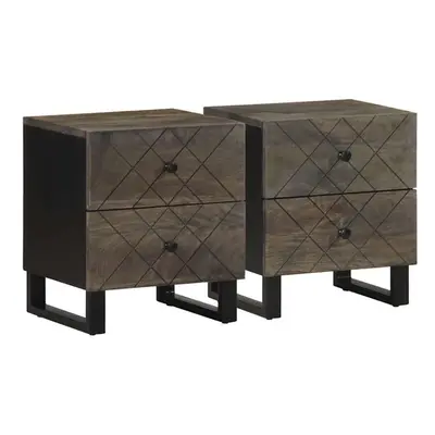 (2 pcs) vidaXL Bedside Cabinets pcs Black 40x33x46 cm Solid Wood Mango bedside table