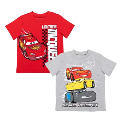 Disney Pixar Cars Lightning McQueen Toddler Boys Pack T-Shirts Gray