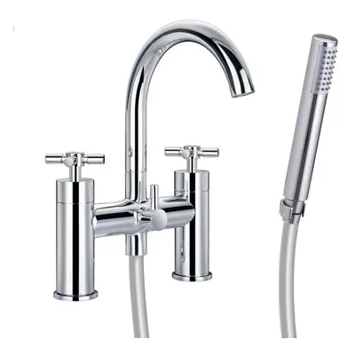 Nes Home Cross Handle Bath Mixer Tap With Handset Chrome