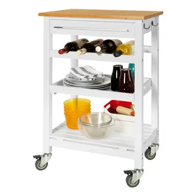 SoBuyÂ® FKW16-WN, Kitchen Storage Trolley Serving Trolley Bamboo Top